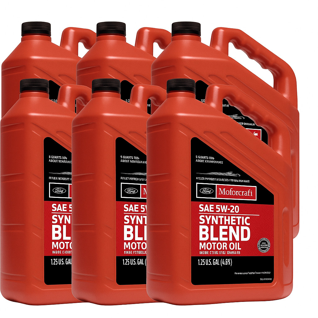 Motorcraft XO5W205Q3SP Premium Synthetic Blend SAE 5W-20, 5 Quart (Pack of 6)