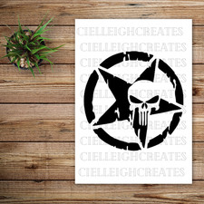 Punisher Skull Decal Punisher Army Military Star Vinyl Die Cut Decal Sticker