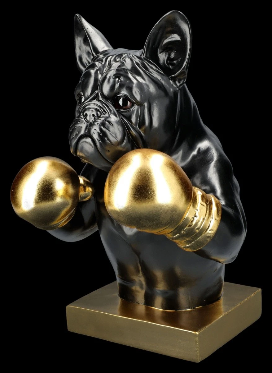 Französische Bulldoggen Figur als Boxer-Hunde Tier Sportler Deko-H 35 cm