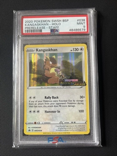 Pokémon TCG Kangaskhan SWSH038 PSA 9 Staff Stamped Promo Darkness Ablaze
