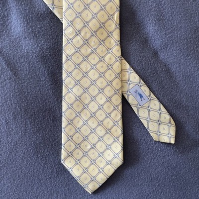 Bobby Jones Tie Mens Lemon Yellow Silk Necktie Golf Club Made In USA New Tags