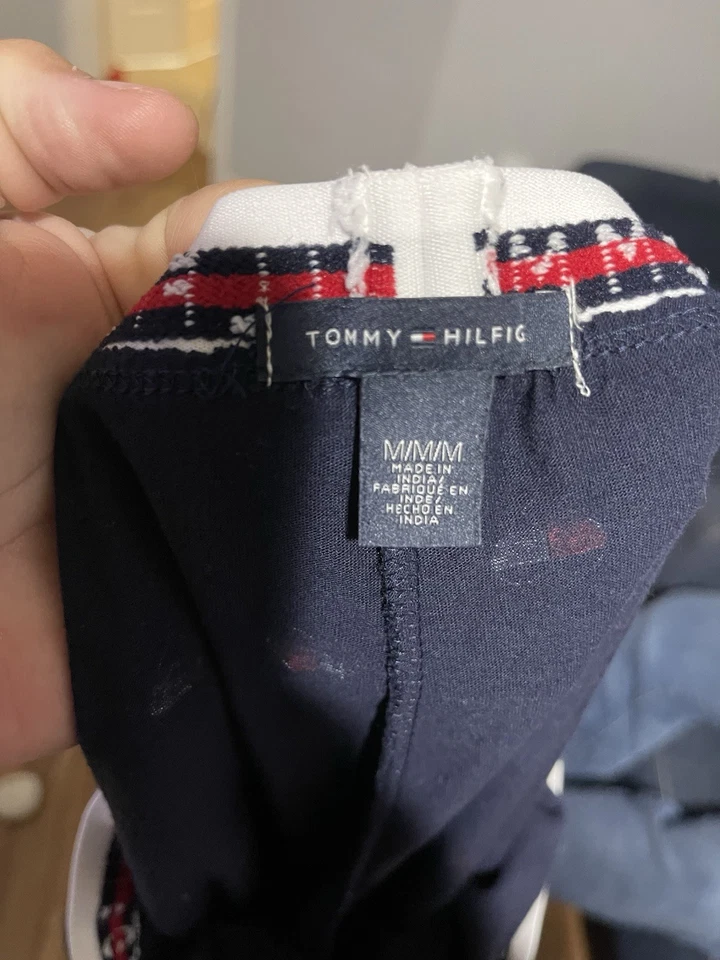 Pantalones de salón pijama de pierna ancha azul marino Tommy Hilfiger para mujer talla M Foto 4 de 4