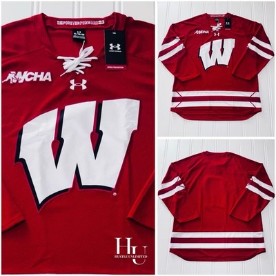 NEW RARE Under Armour University Of Wisconsin Badgers WCHA Hockey Jersey Mens XL