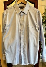 Tommy Hilfiger Mens Solid Blue Regular Fit Wrinkle Free Dress Shirt 16.5 34/35