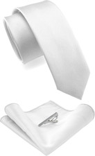 2.4" Solid Color Skinny Tie and Pocket Square with Tie Clip Sets for Men 6cm 