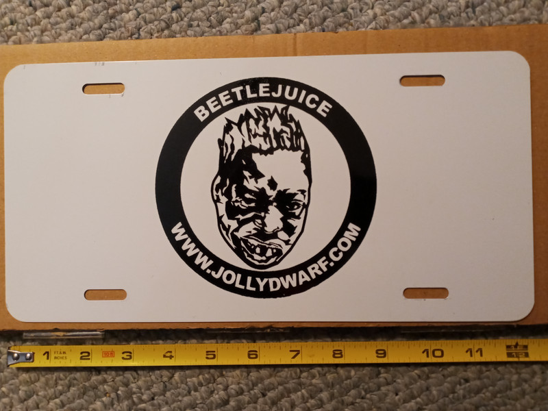 Truly Rare BEETLEJUICE License Plate. WHO ME? Spell Red. Howard Stern. Bye 4 Now