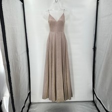 Sparkly Champagne Formal Gown Small Prom Dress Glitter Maxi Open Back