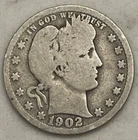 1902 P Barber Quarter - 90% Silver