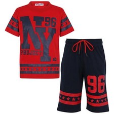 Kids Girls Boys T Shirts Shorts 100 Cotton NY New York Top Short Set 5-13 Years