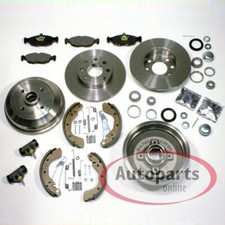 Bremsscheiben Beläge + Bremstrommel Set vorne hinten für Opel Corsa B ohne ABS