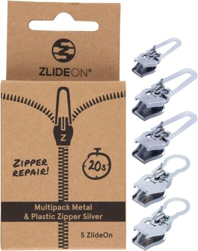 Instant Zipper Slider Replacement - Silver, 5pcs for Easy Clothing Repairs - Picture 3 of 8
