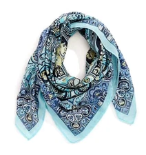J. Jill ~ NEW Gorgeous Silk Blend Paisley Square Scarf ~ Mint Print ~ NWT (2F3)