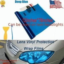For 12"x78" Gloss Deep Blue Film Tint Lens Vinyl Wrap For Headlight +taillight