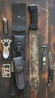 Vintage Short Machete Modified And Survival KA-BAR Neck Knife CRKT Eat'N Tool