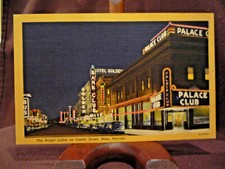 Vintage 1940s Reno, NV NEVADA, Street View, Center St. at night, Casinos