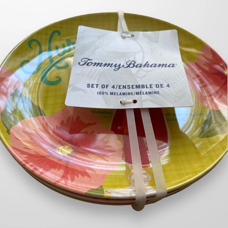 Juego de 4 platos de ensalada de melamina Tommy Bahama Tropical Hurricane NUEVO 8" Foto 4 de 4