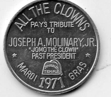 Mardi Gras Doubloon Jerusalem Temple Clown Unit 1971 Aluminum