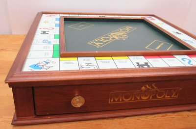 2006 Danbury Mint Wooden Monopoly Drawers Bank Magnetic Deluxe