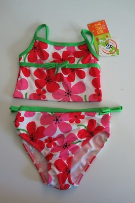 Penelope Mack Infant Toddler Girls Pink Red White 2 Pc Swimsuit 12M/18M/24M