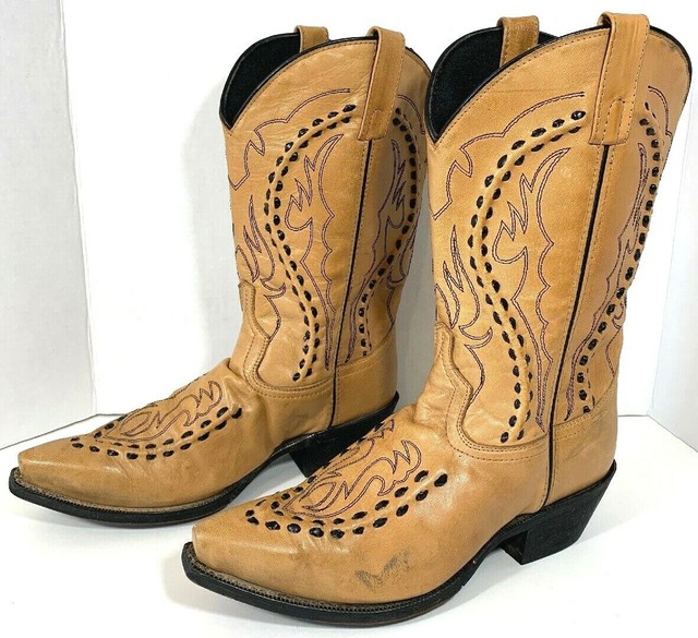 Laredo Mens Laramie Western Cowboy Boots Stitched Leather Size 9 Snip