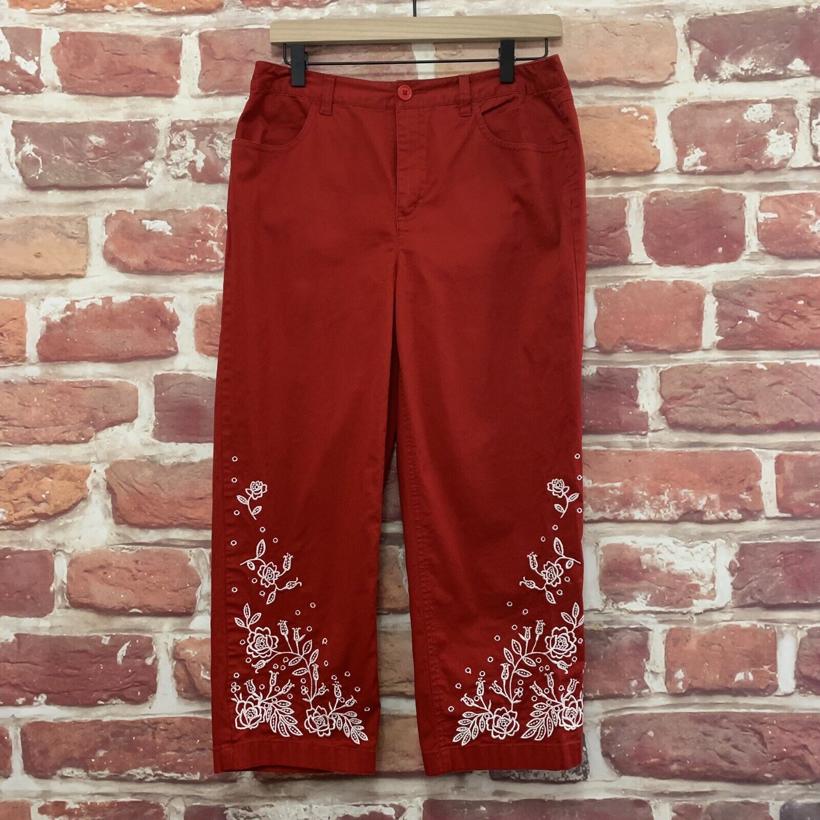 Vintage Talbots Pants Womens Size 6 Red White Emb… - image 6