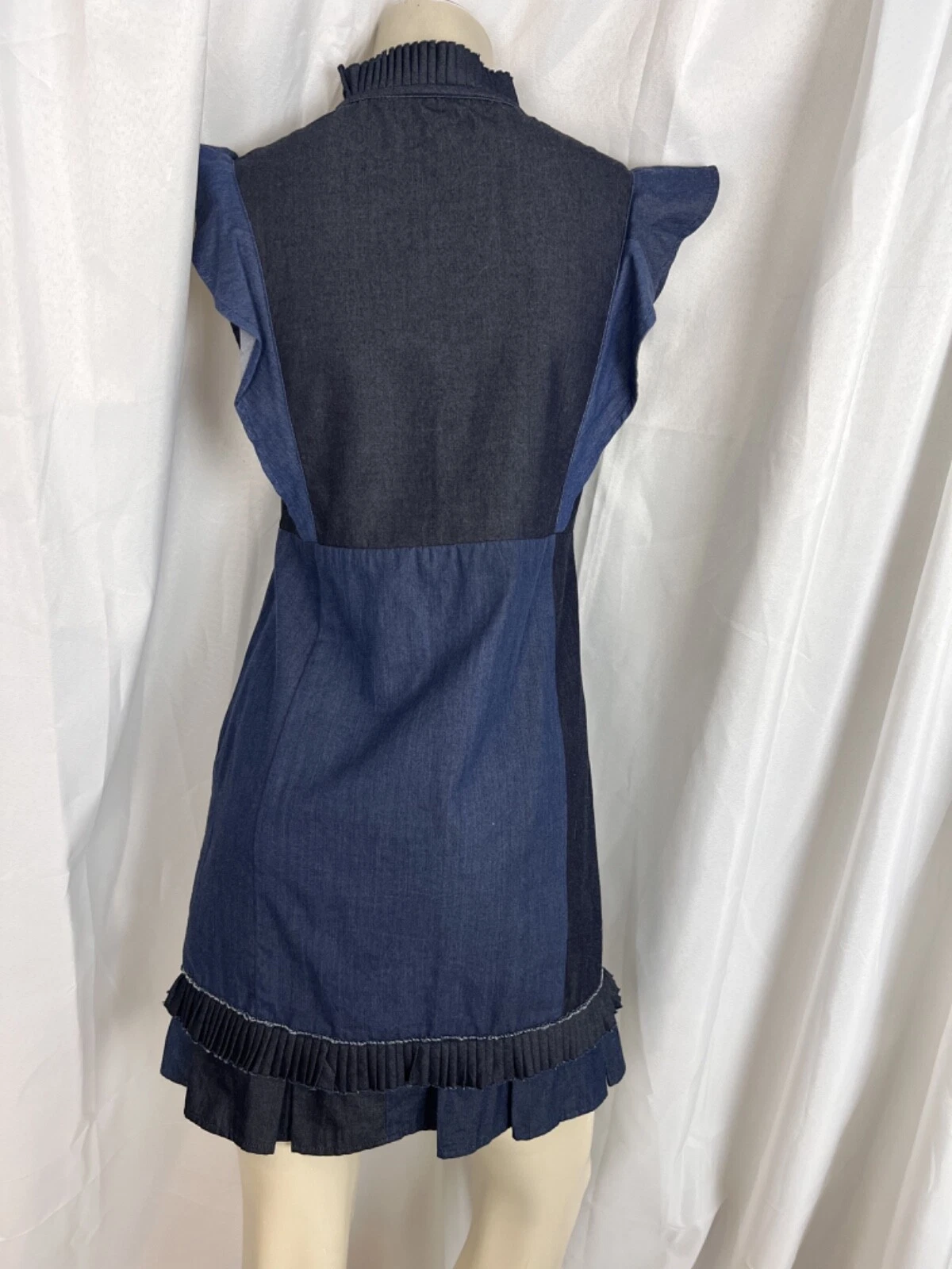 COACH denim patchwork jeans vestito cappuccio manica taglia 0