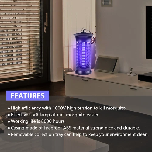 Lampada elettrica antimosche moscerini parassiti mosche insetti trappola zanzare insetti zapper 4.000V - Foto 5 di 12