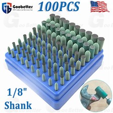 100PCS Rubber Grinding Head Polishing Burr Bit Mounted Kit For Dremel 1/8" Shank