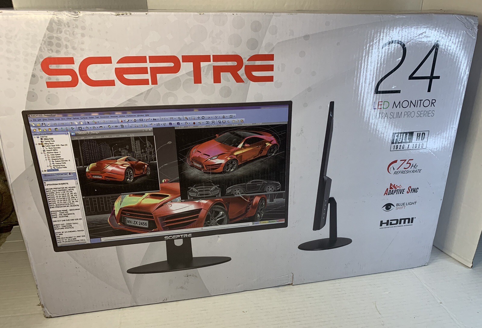 Sceptre 24" Ultra Slim Pro Series 75Hz 1080 LED Monitor 2x HDMI Blue