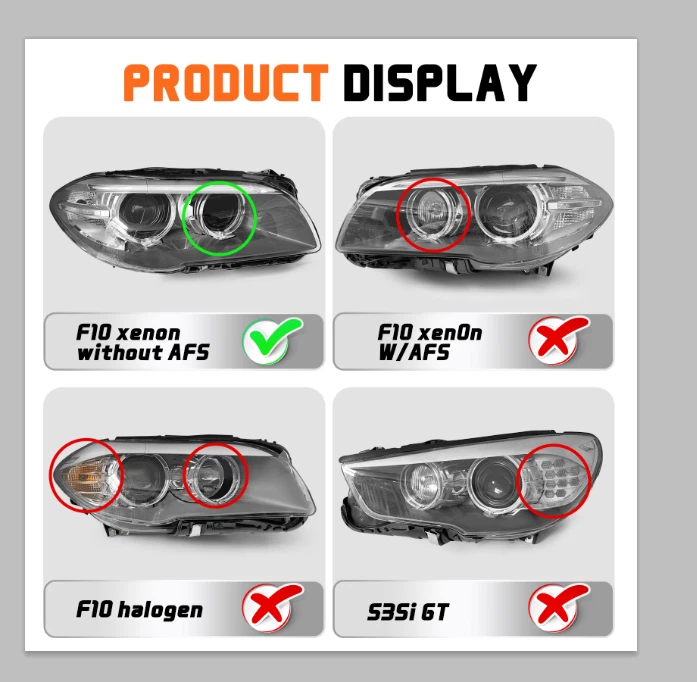 Faro de xenón izquierdo para BMW Serie 5 2014-2017 F10 F18 528i 535i sin adaptador Foto 2 de 4