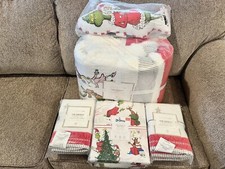 NEW Pottery Barn Teen/Kids The Grinch Full Quilt Shams Cotton Sheet Set Pillow