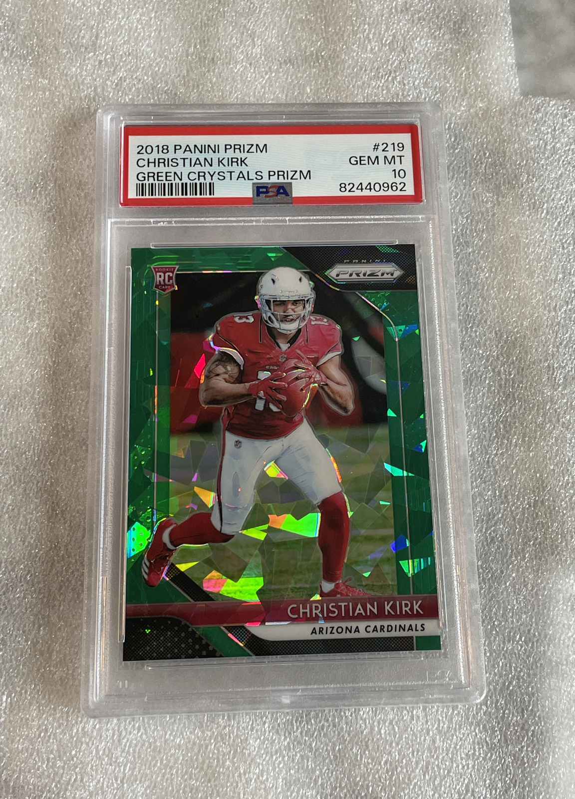 2018 Panini Prizm Green Crystals Prizm /75 Christian Kirk Rookie RC #219 PSA 10