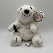 Vintage Coca Cola 1997 Bean Bag Plush Polar Bear With Bottle 0109