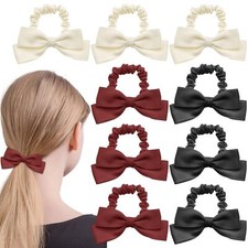9Pcs Bow Elastic Hair Ties Bowknot Ponytail Holder Hair Band Rope for Women Girl