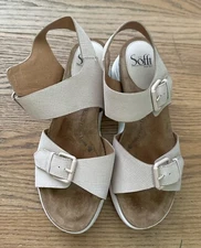 Sofft Charday Womens Wedge Sandals Beige Size 9
