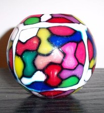 MEDIUM HANDMADE GLOW IN DARK MULTI-COLOR DESIGN+WHITE TRIM CANDLE BALL+BOX-#74