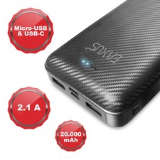 Tragbare Powerbank 2USB Externer Zusatzakku 20000mAh Batterie Typ-C