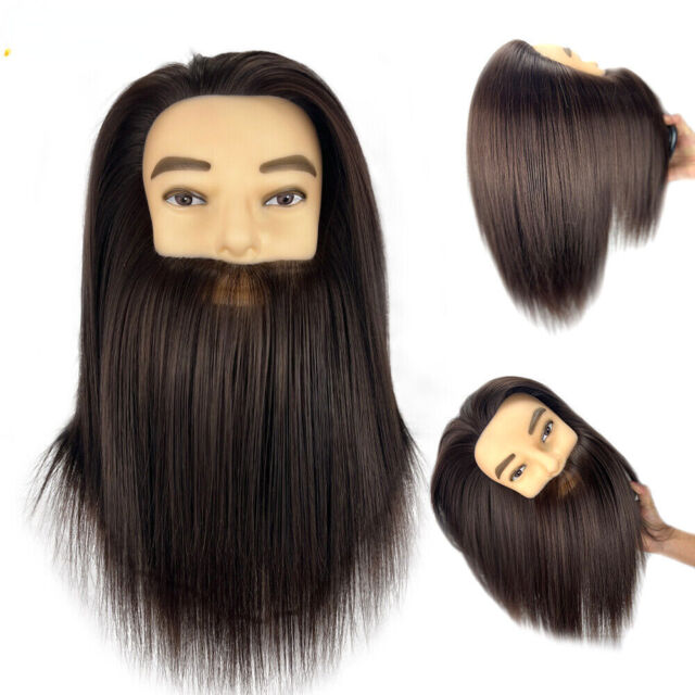 Male Mannequin Heads With Synthetic Hair Practice Hairdresser Training Styling
