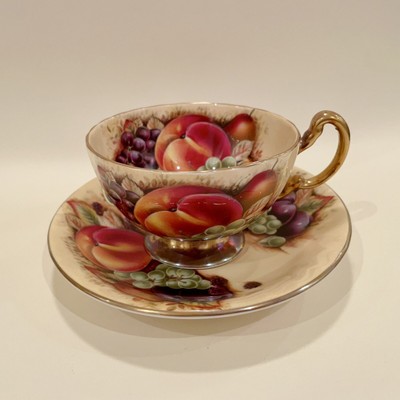 Vtg Aynsley Orchard Fruits Tea Cup and Saucer Duo Made In England Mint Cond