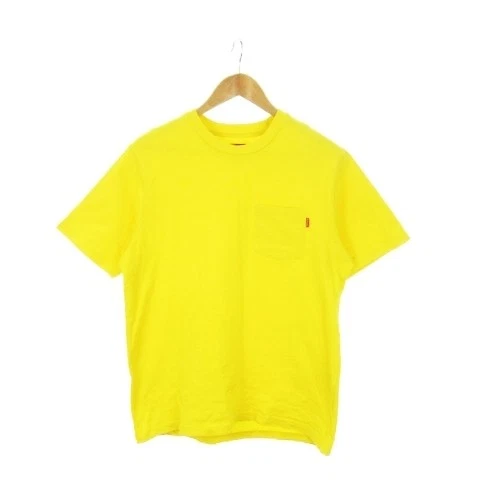 Supreme 18SS Pocket Tee Pocket T shirt col rond manches courtes coton S jaune