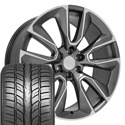 OE Wheels 24x10 Gunmetal 5916 Rims & 295/35R24 Tires Set 6X139.7 +28ET
