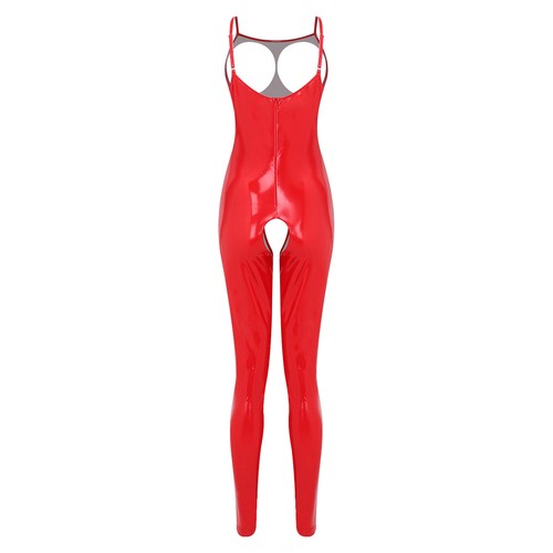 US Women's Bodysuit Faux Leather Babydoll Jumpsuit Bodycon Teddy Lingerie Romper - Picture 16 of 41