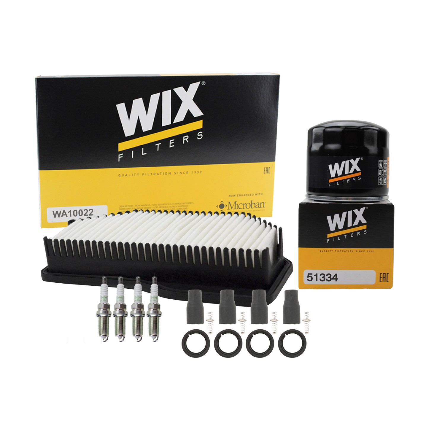 Wix Tune Up Kit NGK 4 Spark Plugs  Coil Boots Kit For Genesis Coupe 2.0 L4 G4KF