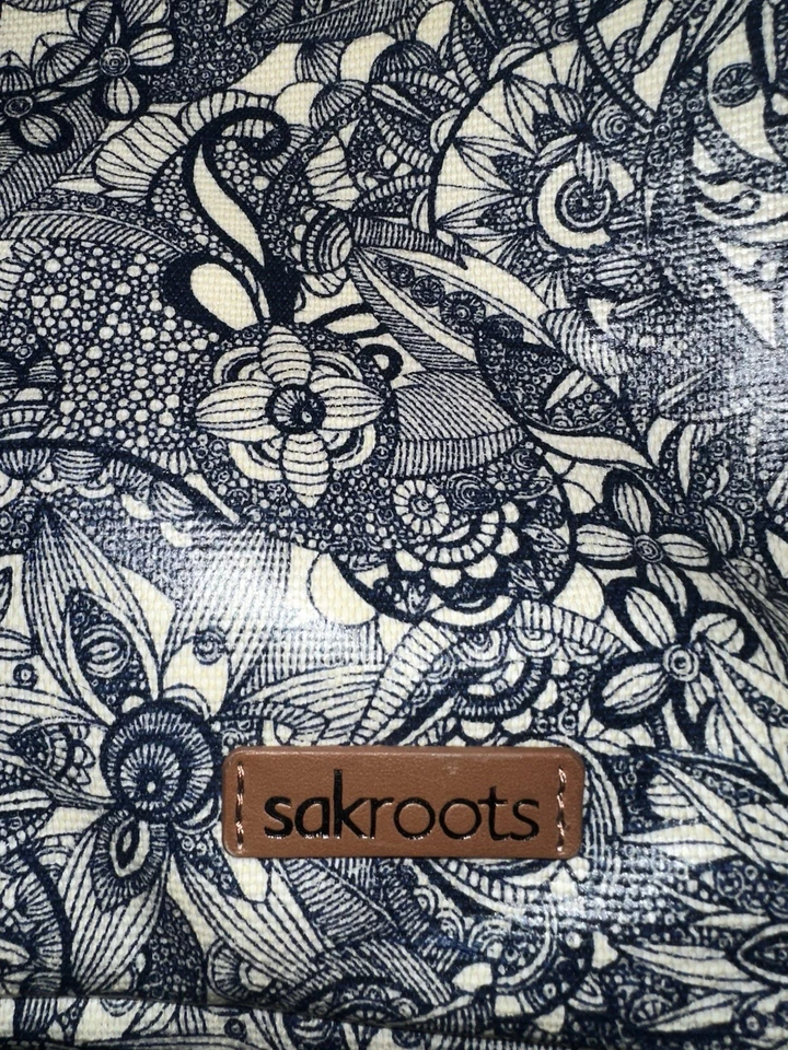 Sakroots Mochila Bolso Escuela Viaje Laptop Bolsillo Vinilo Azul Floral Foto 2 de 4