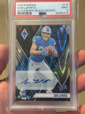 2023 Phoenix Sam LaPorta RC Auto Black Seismic /10 PSA 9 Lions