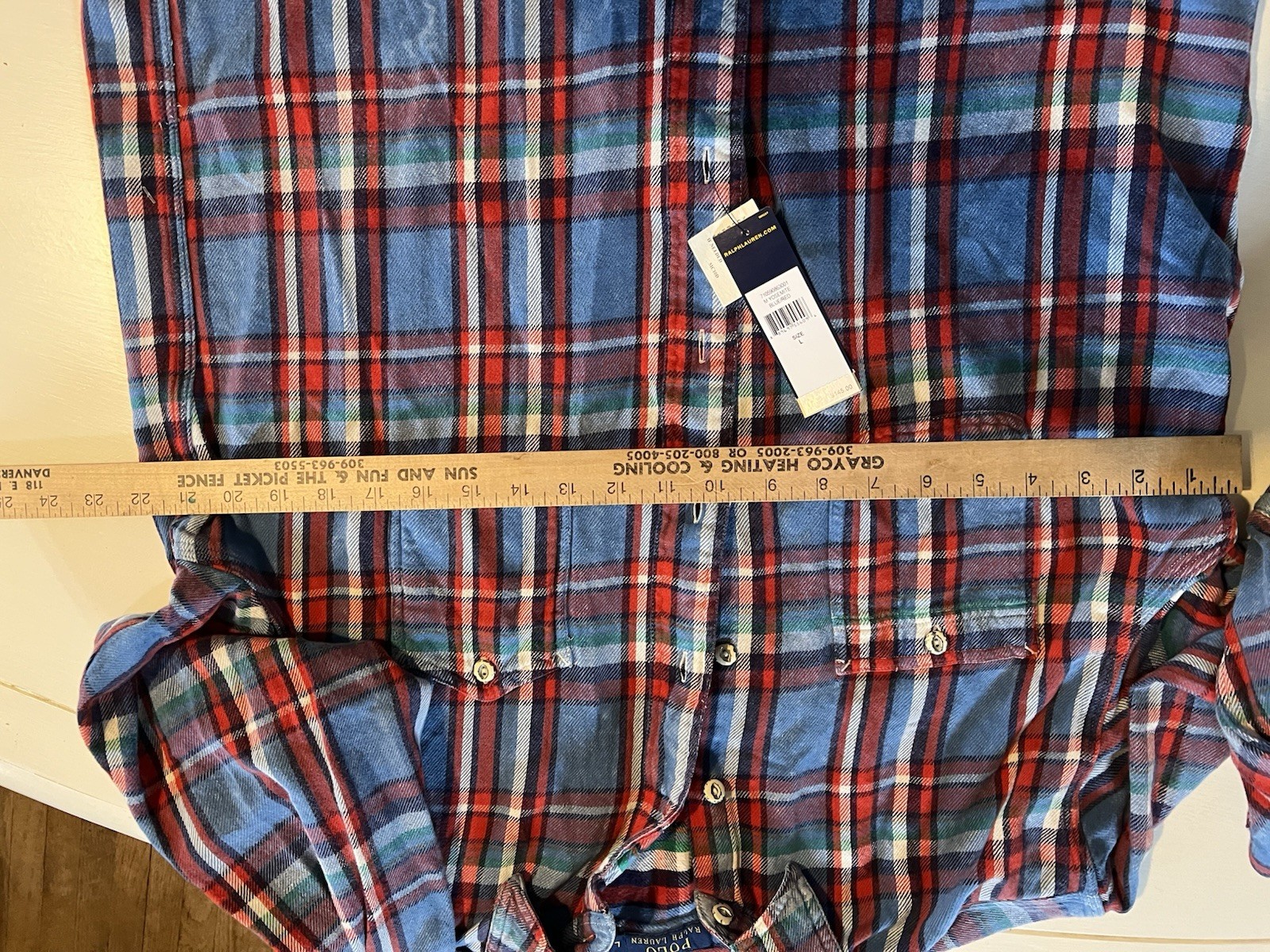 Polo Ralph Lauren Men L Classic Fit Plaid Brushed Flannel Oxford Shirt Nwt thumbnail 4