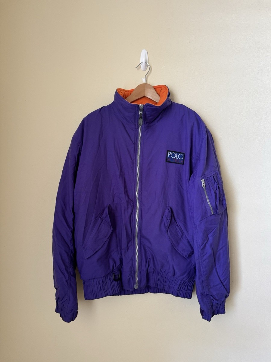 Polo Ralph Lauren Hi Tech Bomber Jacket Nylon Fleece Lined Purple