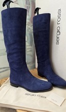Stivali donna al ginocchio scamosciati Sergio Rossi prezzo consigliato £ 1100 taglia UK2 EU35 pelle pieno fiore