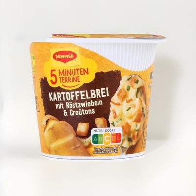 Maggi 5 Minuten Terrine Kartoffelbrei mit Röstzwiebeln Croutons 59g