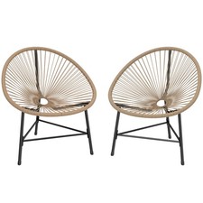 Outsunny Sedie Acapulco da Giardino in Rattan PE, Set di 2, Naturale